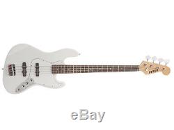 Fever Electric Jazz Bass White with 20-Watts Amp, Gig Bag, Tuner, Cable & Strap
