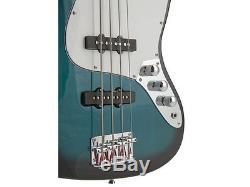 Fever Electric Jazz Bass blue with 20-Watts Amp, Gig Bag, Tuner, Cable and Strap