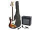 Fever Jazz Electric Bass with 20-W Amp, Gig Bag, Tuner, Cable and Strap Sunburst