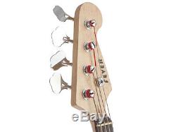 Fever Jazz Electric Bass with 20-Watts Amp, Gig Bag, Tuner, Cable and Strap, Red