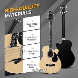 Full Size Acoustic Electric Bass Guitar Beginner Kit, Cutaway 4 Strings Electric