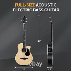 Full Size Acoustic Electric Bass Guitar Beginner Kit, Cutaway 4 Strings Electric