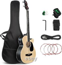 Full Size Acoustic Electric Bass Guitar Beginner Kit, Cutaway 4 Strings Electric