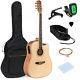 Full Size Acoustic Electric Cutaway Guitar Set with Capo E-Tuner Bag Natural
