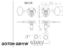 GOTOH GB11W Bass Tuning Machines Tuner Cast Open Gear 4L x 1R Black