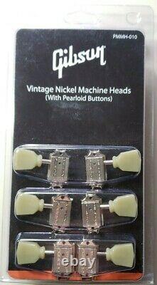 Gibson Deluxe Nickel Machine Heads Pearloid Buttons Les Paul / Genuine PMMH-010