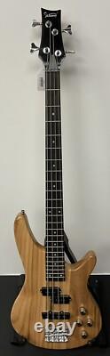 Glarry Natural Electric Bass Guitar With Black Trim & Chrome Hardware