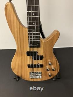 Glarry Natural Electric Bass Guitar With Black Trim & Chrome Hardware