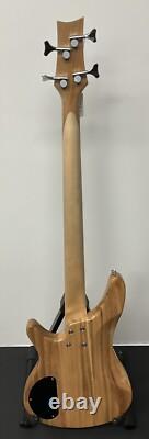 Glarry Natural Electric Bass Guitar With Black Trim & Chrome Hardware