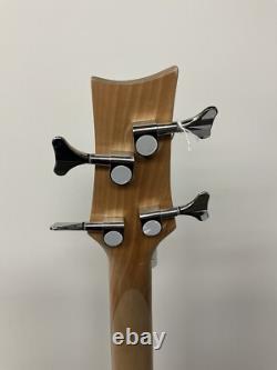 Glarry Natural Electric Bass Guitar With Black Trim & Chrome Hardware
