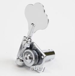 Graph Tech 4-In-Line Ratio Open Back Clover Leaf Button Bass Tuners CHROME