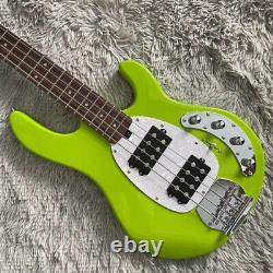 Green Electric Bass Guitar 4 Strings Maple Neck Active HH Pickup Chrome Hardware