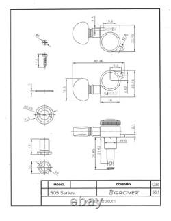 Grover 505BC6 Mini Roto-Grip Locking Rotomatic Tuners 6 In-Line, Black Chrome Fi
