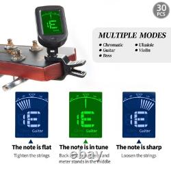 Guitar Clip On Ukulele Tuner 30 Pack for Guitar Bass Violin Banjo