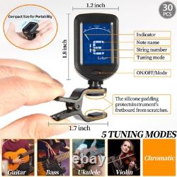 Guitar Clip On Ukulele Tuner 30 Pack for Guitar Bass Violin Banjo