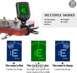 Guitar Clip on Ukulele Tuner 30 Pack for Guitar Bass Violin Banjo