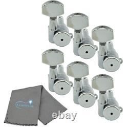 Guitar Tuner Upgrade Kit (6 Inline Headstocks) Grip-Lock Closed Bass Side Chr