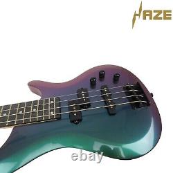 Haze 4-String Electric Bass Guitar, chameleon with Free Bag tuner etc SBG-385V