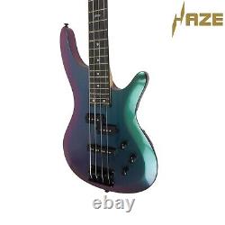 Haze 4-String Electric Bass Guitar, chameleon with Free Bag tuner etc SBG-385V