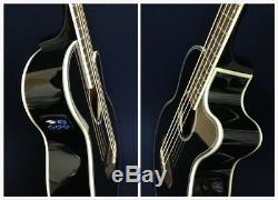 Haze Black Acoustic Bass Guitar, 4/4,4-String withEQ, Tuner+Free Bag FB-711BCEQ/BK