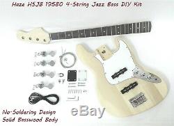 Haze HSJB 19580 No-Soldering 4-String Electric Bass Guitar DIY Kit+3 Picks, Tuner