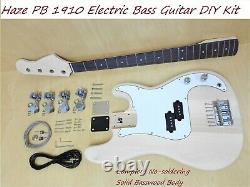 Haze PB 1910 Complete No-Soldering Electric Bass Guitar DIY, S-S Pickups+3 Picks