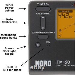 High Precision Black Tuner Metronome TM-60 for Musicians Portable & Versatile