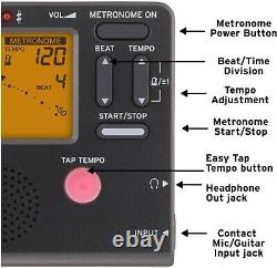 High Precision Black Tuner Metronome TM-60 for Musicians Portable & Versatile