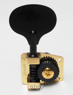 Hipshot HB14 Bass Tuners Qty-(4) Bass-side Gold with Black Lollipop Key BLEM