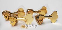 Hipshot USA Ultralite (4) Bass Tuners 1/2 Bass-side Satin Gold Clover-key -BLEM