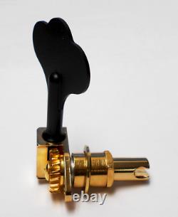 Hipshot USA Ultralite Bass Tuners 3/8 Qty(4) Bass-side Gold w Black Clover-BLEM