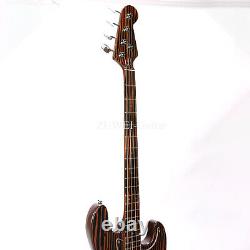 Hot Sell 4String Full 5A Zebrawood Electric Bass Guitar Transparent Pickguard