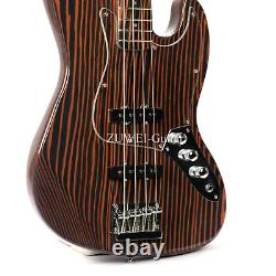 Hot Sell 4String Full 5A Zebrawood Electric Bass Guitar Transparent Pickguard