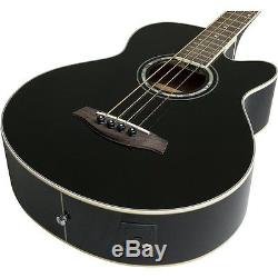 Ibanez AEB10EBK Acoustic/Electric Bass Guitar with Onboard Tuner Black Finish