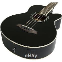 Ibanez AEB10EBK Acoustic-Electric Bass Guitar with Onboard Tuner Gloss Black