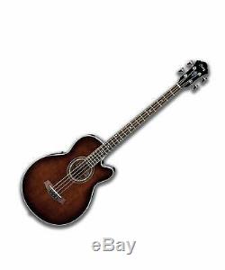 Ibanez Acoustic Electric Bass Guitar in Dark Violin Sunburst With Tuner & Cable