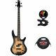Ibanez GSR200 GIO 4-Str Electric Bass Guitar, Natural Gray withClip on Tuner&Cable
