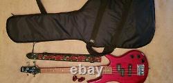Ibanez GSRM20 Mikro 4-String Bass Guitar Transparent Red with custom knobs