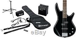 Ibanez IJXB150B Jumpstart Bass Package Black, Guitar, Amp, Headset, Tuner, Cable