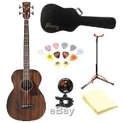 Ibanez PCBE12MH Acoustic-Electric Bass w. Cloth, Tuner, Picks, Case and Stand