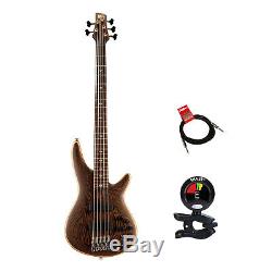 Ibanez SR5005 5 String Electric Bass Guitar Package With Tuner & Cable Bundle