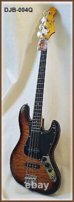 J bass deluxe with quilt maple top by Dillion + Fender AG 6 tuner FREE