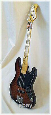 J bass deluxe with quilt maple top by Dillion + Fender AG 6 tuner FREE