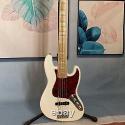 JB Bass White Electric Bass Guitar 5 Stings Active Pickups Maple Neck Customized