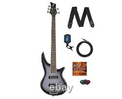 Jackson JS3V Spectra Bass Guitar Silverburst Bundle with Cable, Tuner, Strap