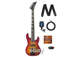 Jackson JS3VQ Concert Bass Guitar Cherry Burst Bundle with Cable, Tuner, Strap