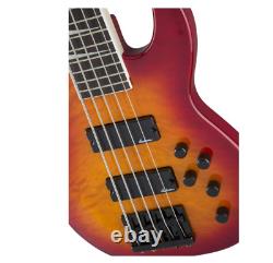 Jackson JS3VQ Concert Bass Guitar Cherry Burst Bundle with Cable, Tuner, Strap