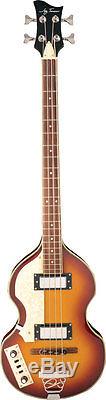 Jay Turser Model JTB-2B-LH-VS Left handed Violin shaped Bass Guitar + Free Tuner