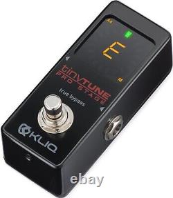 KLIQ MUSIC GEAR guitar and bass tuner pedal, true bypass switching, pitch calibr