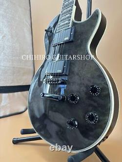 LP Darkgray Quilted Maple Top Electric Guitar Mahogany Neck Black Part Fast Ship